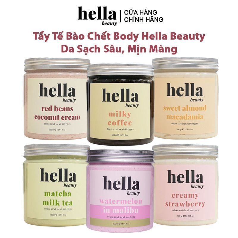 Tẩy Tế Bào Chết Body Giúp Dưỡng Sáng Da, Mờ Thâm Hella Beauty Deluxe Scrub 500g