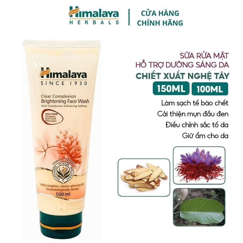 Sữa Rửa Mặt Himalaya Chiết Xuất Nghệ Tây Clear Complete Whitening Face Wash