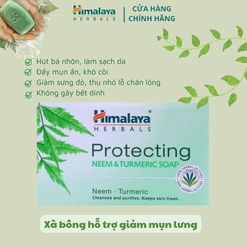 Xà Phòng Làm Sạch Da, Hỗ Trợ Cải Thiện Mụn Chiết Xuất Lá Neem Himalaya Protecting Neem & Turmeric Soap 75g