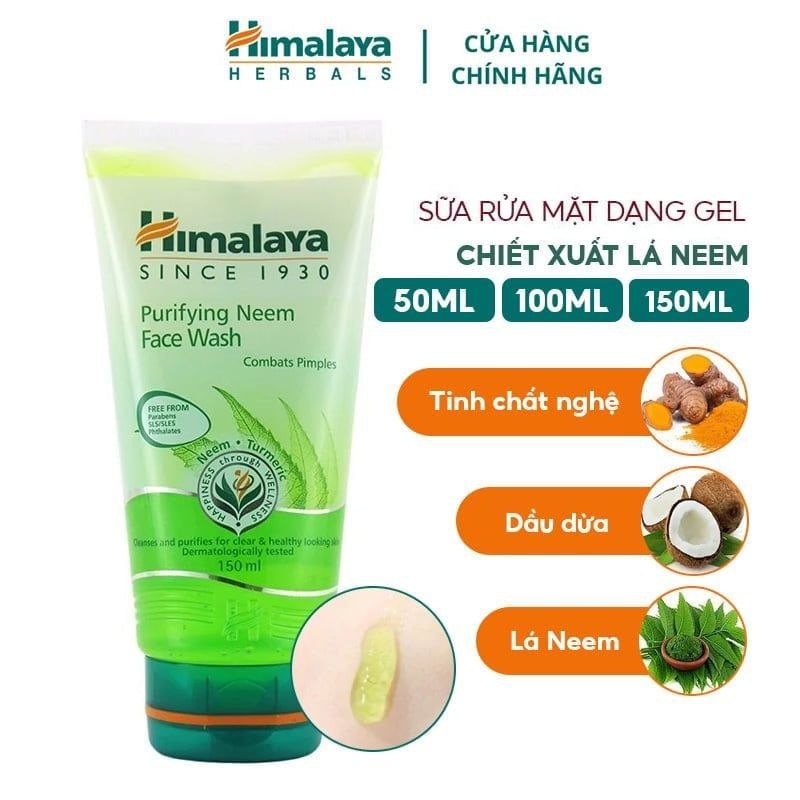 Sữa Rửa Mặt Dạng Gel Hỗ Trợ Giảm Mụn Chiết Xuất Lá Neem Himalaya Purifying Neem Face Wash