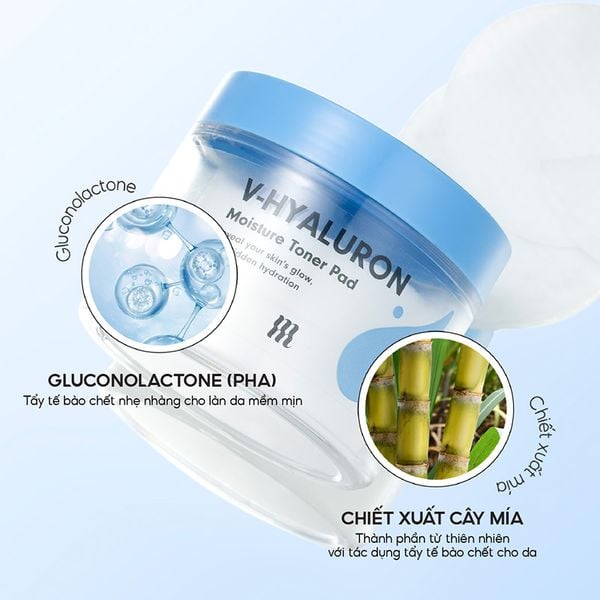  [60 Miếng] Toner Pad By Merzy Dưỡng Ẩm, Tẩy Da Chết Dịu Nhẹ V-Hyaluronic Acid Moisture Toner Pad 120g 