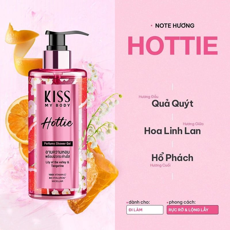 Sữa Tắm Sạch Sâu Hương Nước Hoa Kiss My Body Perfume Shower Gel - Hottie