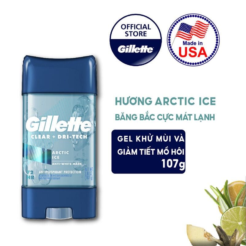 Lăn Khử Mùi Hỗ Trợ Giảm Tiết Mồ Hôi Dạng Gel Gillette Clear + Dri-Tech Anti-Perspirant 107g (Che tên sản phẩm khi giao hàng)