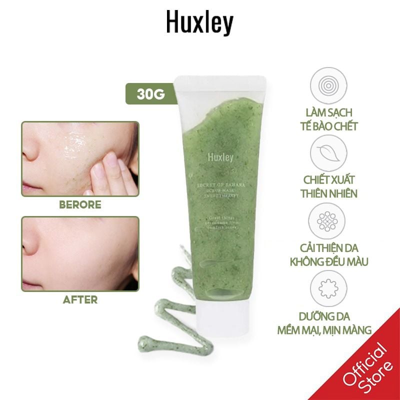 [Mini 30g] Mặt Nạ Tẩy Da Chết Dạng Hạt Huxley Cải Thiện Mụn Đầu Đen, Dưỡng Ẩm Chiết Xuất Xương Rồng Scrub Mask Sweet Therapy
