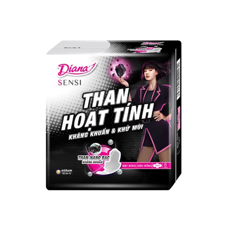 Băng Vệ Sinh Diana Than Hoạt Tính Siêu Mỏng Có Cánh (8 miếng) (Che tên sản phẩm khi giao hàng)