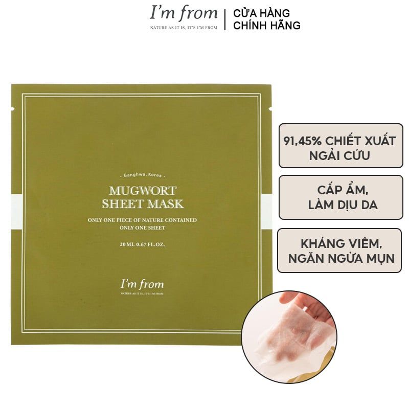 Mặt Nạ Cấp Ẩm, Làm Dịu Da I'm From Mugwort Sheet Mask 23ml