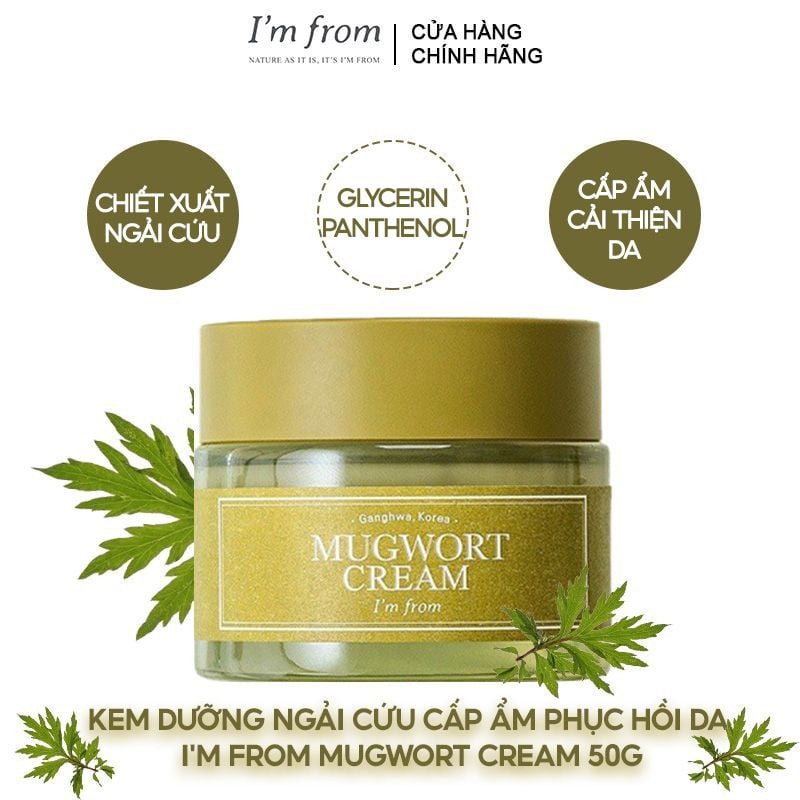 Kem Dưỡng Ngải Cứu Cấp Ẩm Cải Thiện Da I'm From Mugwort Cream 50g