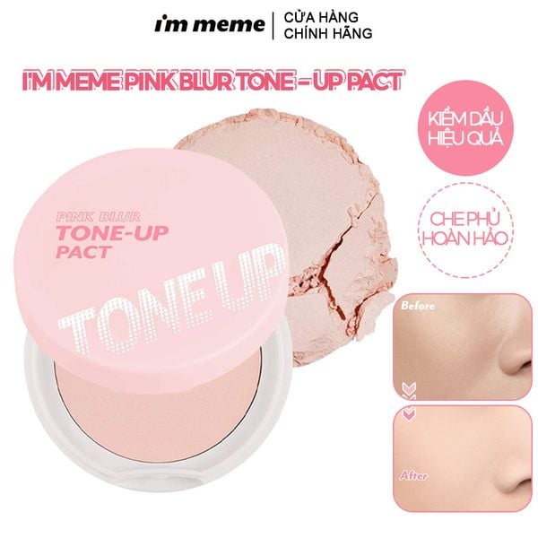 Phấn Phủ Dạng Nén Che Phủ, Kiềm Dầu, Nâng Tông Da Hiệu Quả I'm Meme Pink Blur Tone-Up Pact 10g