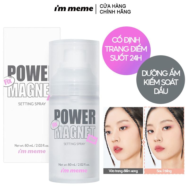 Xịt Khóa Nền, Cố Định Lớp Trang Điểm Bền Màu, Lâu Trôi I'm Meme Power Magnet Setting Spray 60ml