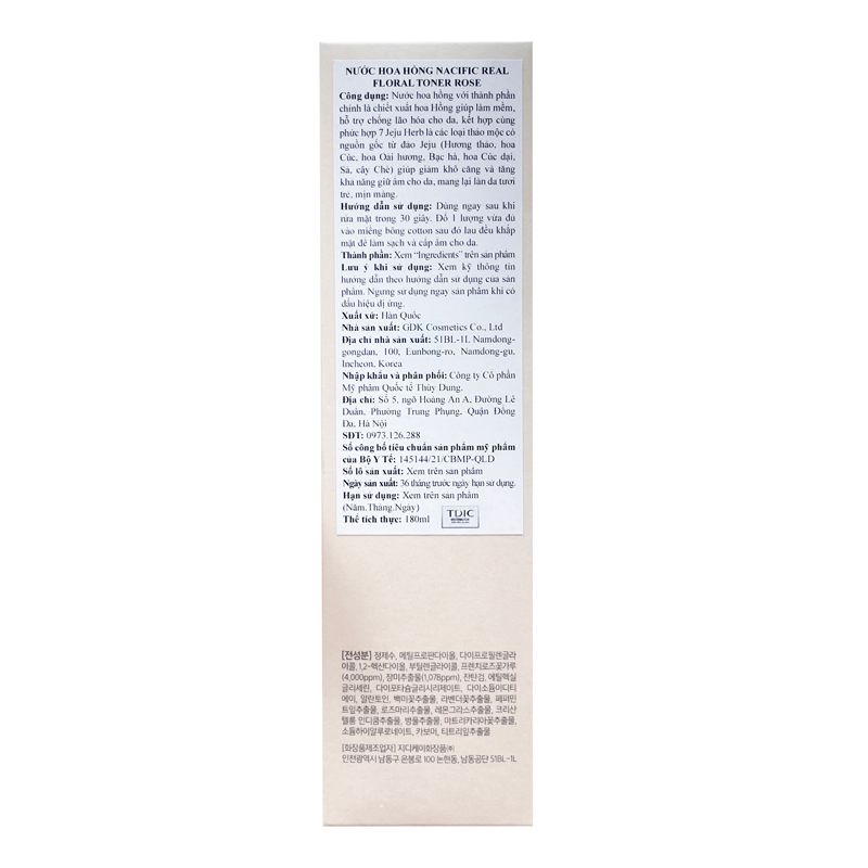Nước Hoa Hồng NACIFIC Ngăn Ngừa Lão Hóa Chiết Xuất Hoa Hồng Real Floral Toner Rose 180ml