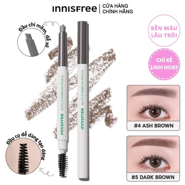 Chì Kẻ Mày Ngang Mảnh, Lâu Trôi Innisfree Auto Eyebrow Pencil 0.3g