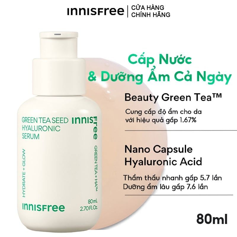 Serum Innisfree Dưỡng Ẩm Sâu, Phục Hồi Da Mụn Innisfree Green Tea Seed Hyaluronic Serum