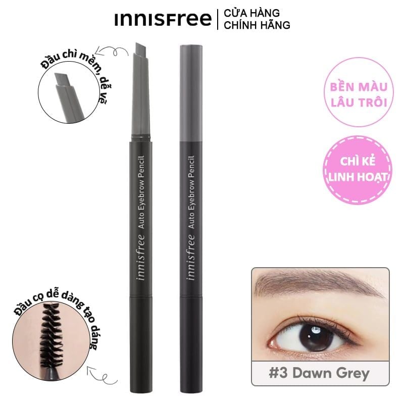 Chì Kẻ Mày Ngang Mảnh, Lâu Trôi Innisfree Auto Eyebrow Pencil 0.3g