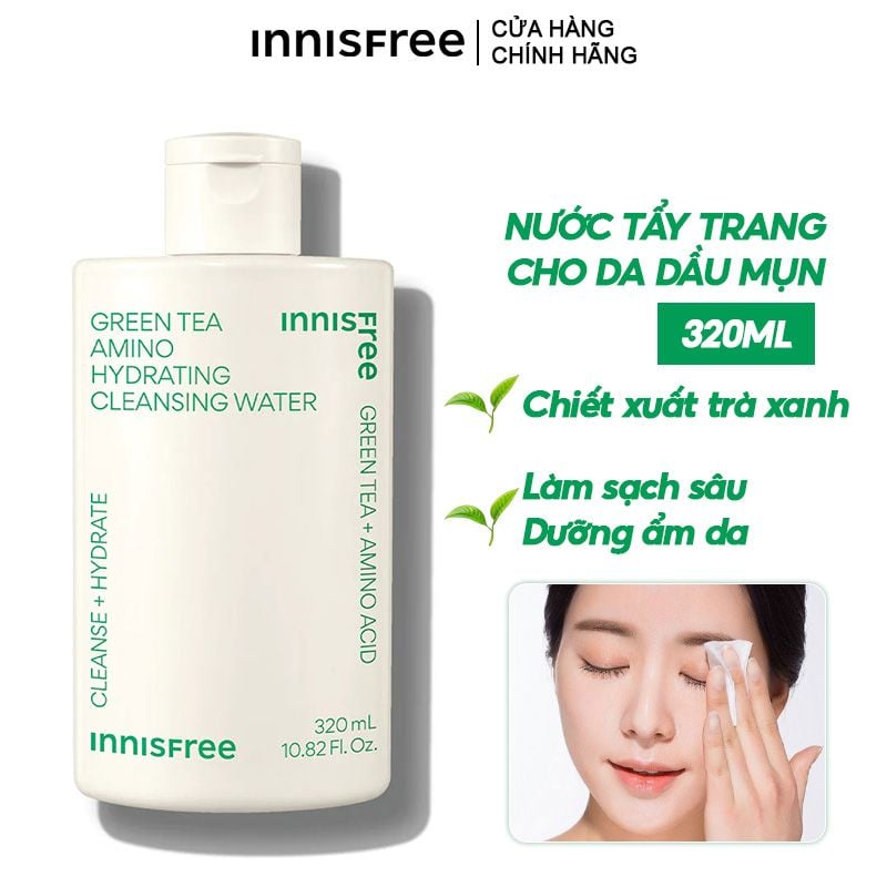 Nước Tẩy Trang Innisfree Cho Da Dầu Mụn Green Tea Amino Hydrating Cleansing Water 320ml