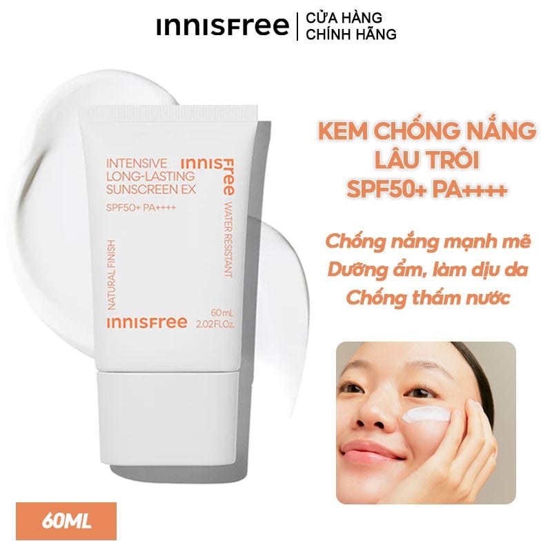 Kem Chống Nắng Innisfree Lâu Trôi Cho Da Dầu, Hỗn Hợp Intensive Long-Lasting Sunscreen Ex SPF50+ PA++++ 60ml