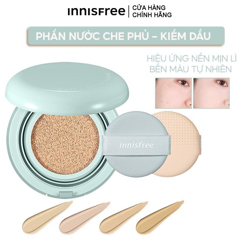 Phấn Nước Kiềm Dầu Cho Lớp Nền Lâu Trôi Innisfree No-Sebum Powder Cushion SPF 29/PA++ 14g