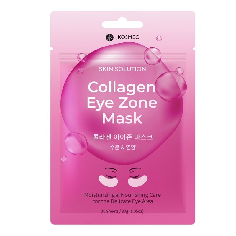 Mặt Nạ Mắt Cấp Ẩm, Hỗ Trợ Làm Sáng, Cải Thiện Quầng Thâm Mắt Jkosmec Skin Solution Collagen Eye Zone Mask (30 miếng)