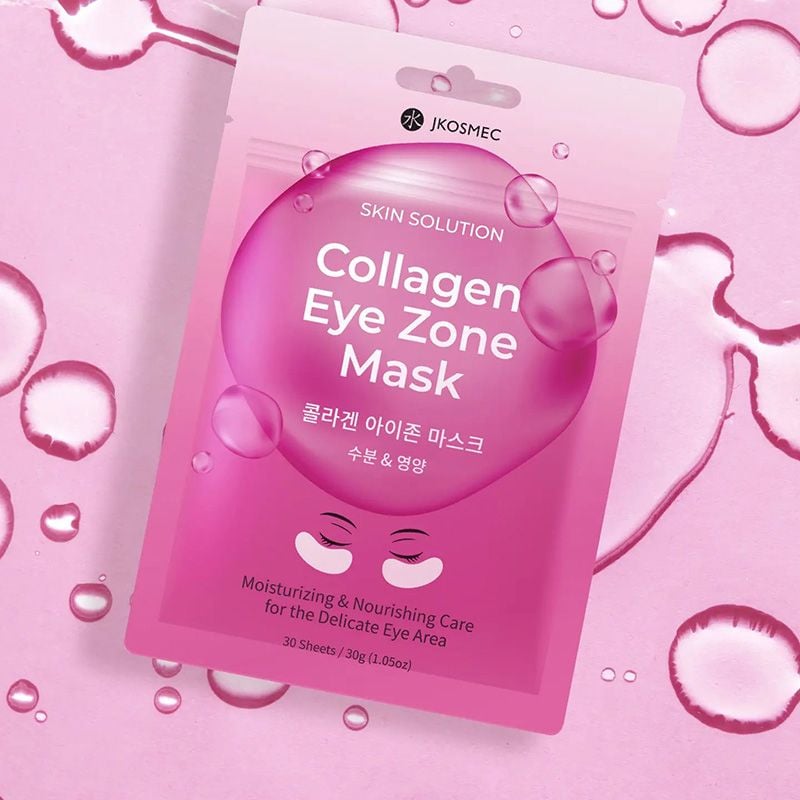 Mặt Nạ Mắt Cấp Ẩm, Hỗ Trợ Làm Sáng, Cải Thiện Quầng Thâm Mắt Jkosmec Skin Solution Collagen Eye Zone Mask (30 miếng)
