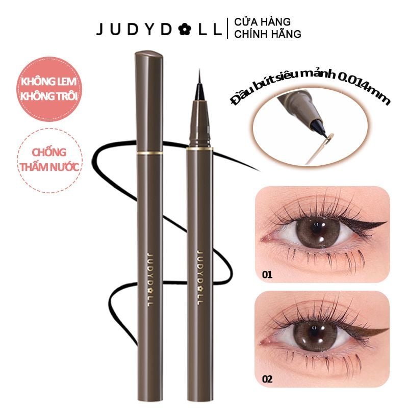 Bút Kẻ Mắt Nước Siêu Mảnh, Lâu Trôi, Chống Thấm Nước Judydoll Slim Liquid Eyeliner 0.4g - 01 Black