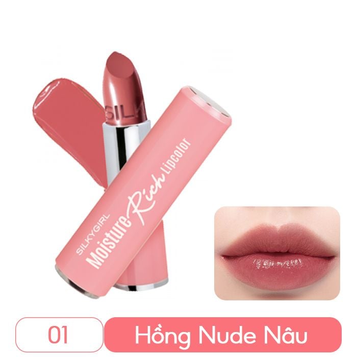 Son Thỏi Màu Có Dưỡng, Dưỡng Ẩm Môi Mềm Mại Silkygirl Moisture Rich Lipcolor 3.2g