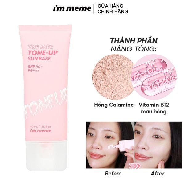 Kem Chống Nắng Nâng Tông Trắng Hồng I'm Meme Pink Blur Tone-Up Sun Base SPF50+/PA++++ 40ml