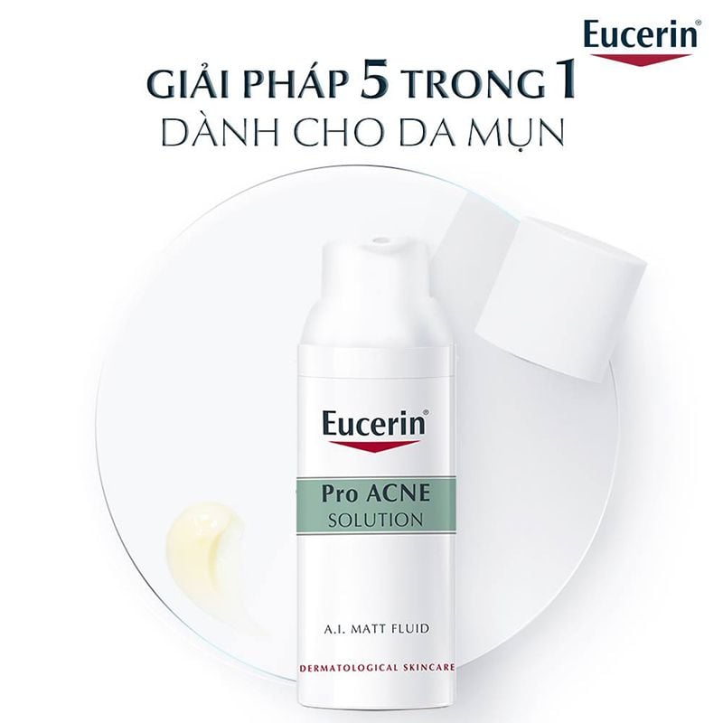 Kem Dưỡng Kiểm Soát Dầu, Cải Thiện Mụn Eucerin Acne-Oil Control Pro Acne Solution A.I Matt Fluid 50ml