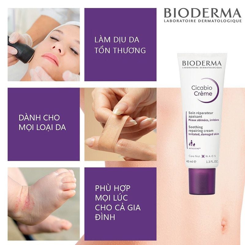 Kem Dưỡng Ẩm Bioderma Làm Dịu, Hỗ Trợ Phục Hồi Da Cicabio Creme+ 40ml