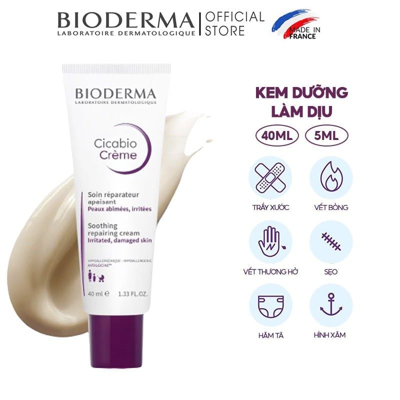 Kem Dưỡng Ẩm, Làm Dịu Da Nhạy Cảm Bioderma Cicabio Creme 40ml