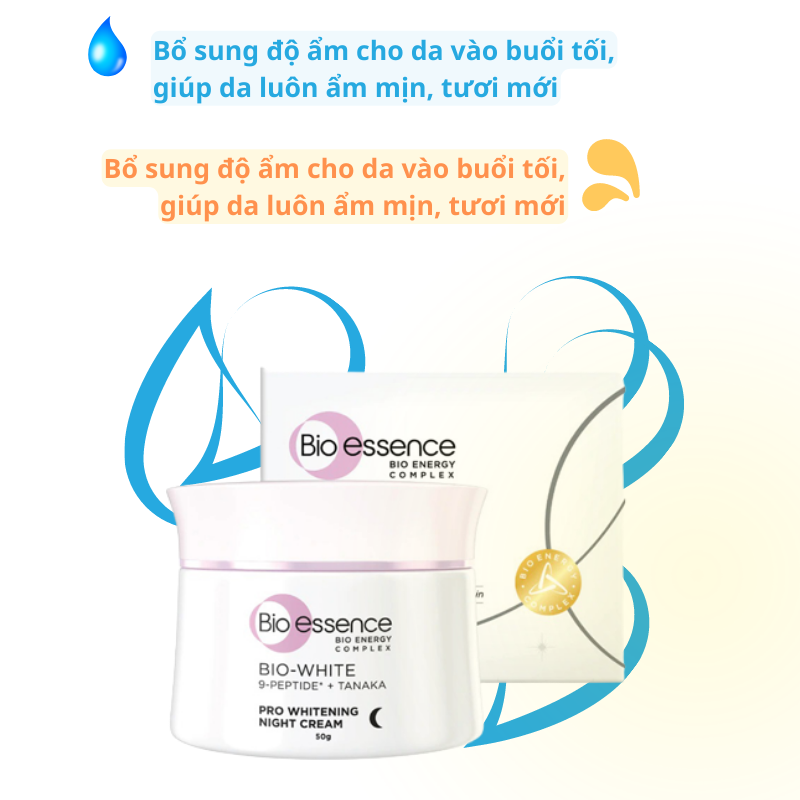 Kem Dưỡng Bio-essence Cấp Ẩm, Hỗ Trợ Dưỡng Sáng Da Ban Đêm Bio White Pro Whitening Night Cream 50g