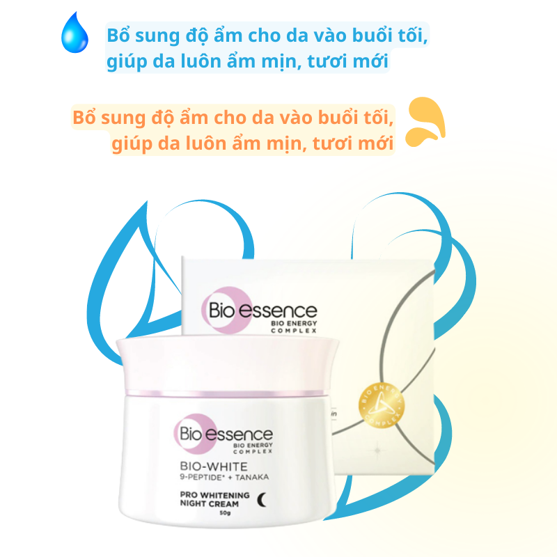 Kem Dưỡng Cấp Ẩm, Hỗ Trợ Dưỡng Sáng Da Ban Đêm Bio-essence Bio White Pro Whitening Night Cream 50g