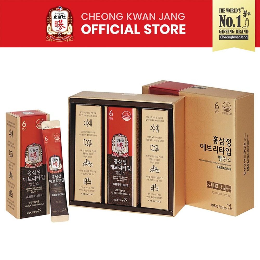 [Hộp 30 Gói] Tinh Chất Hồng Sâm Cô Đặc Dạng Gói Won KGC Korean Red Ginseng Extract Everytime 300ml