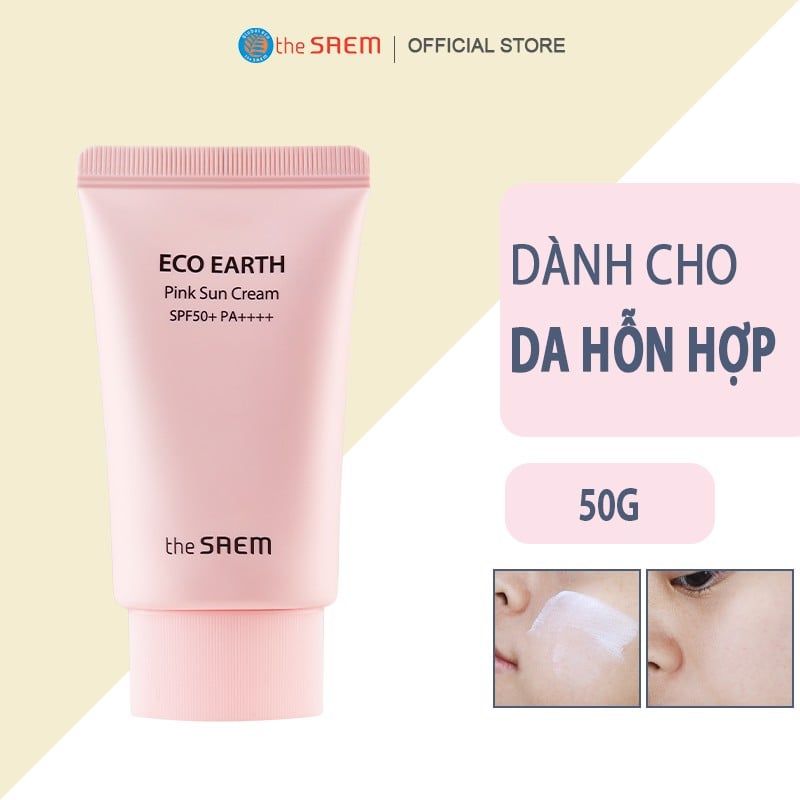 [50g] Kem Chống Nắng Kiềm Dầu, Nâng Tone Cho Da Sáng Hồng The Saem Pink Sun Cream SPF50+/PA++++