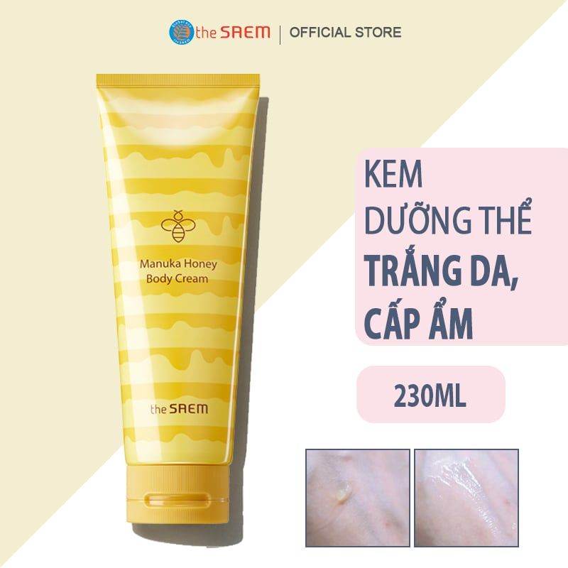 Kem Dưỡng Thể Trắng Da, Cấp Ẩm, Giúp Da Mềm Mịn, Chiết Xuất Mật Ong The Saem Care Plus Manuka Honey Body Cream 230ml