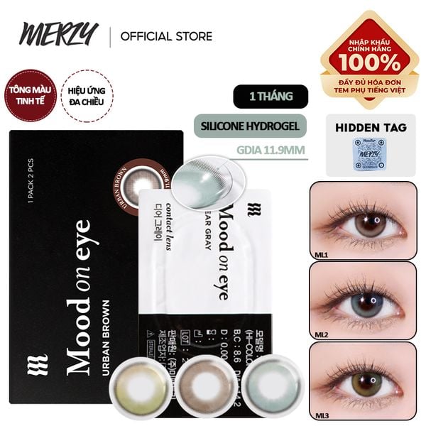  Kính Áp Tròng Merzy Lens Mắt Màu Tự Nhiên, Cao Cấp Hàn Quốc Mood On Eye Contact Lens 