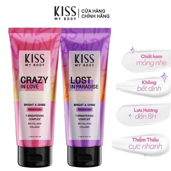  Sữa Dưỡng Toàn Thân Kiss My Body Hỗ Trợ Trắng Da Hương Nước Hoa Bright & Shine Perfume Lotion - Angel 226g 