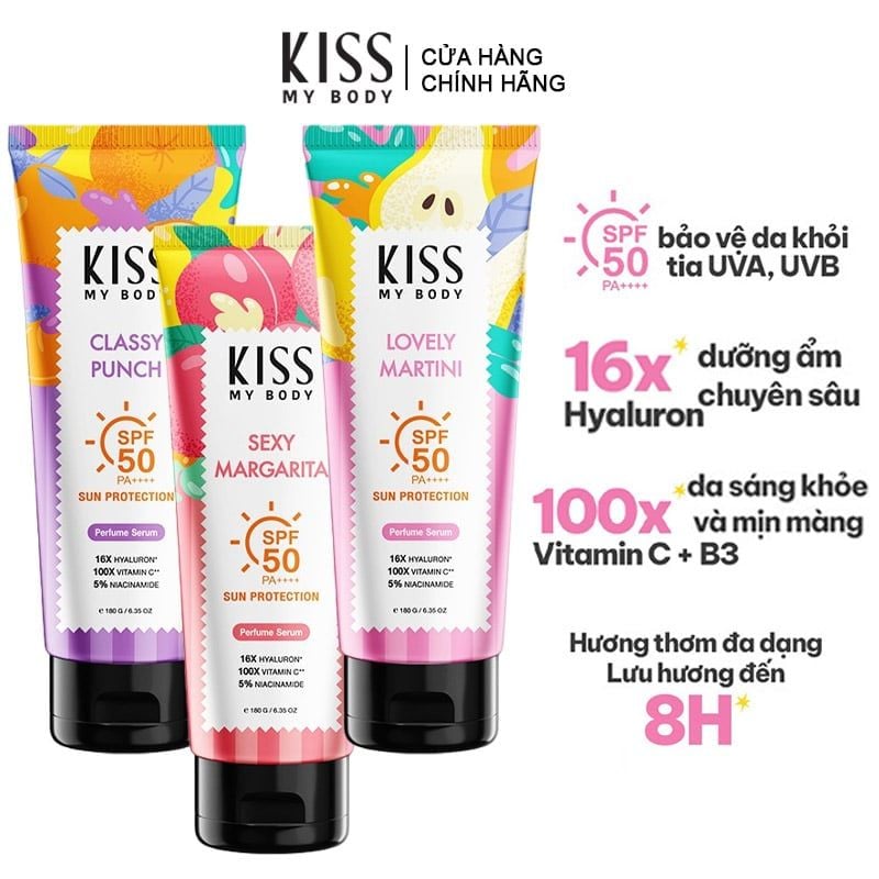 Serum Dưỡng Thể Kiss My Body Chống Nắng Hương Nước Hoa Sun Protection Perfume Serum SPF50 PA++++