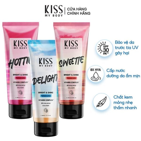  Kem Dưỡng Thể Chống Nắng Kiss My Body Hương Nước Hoa Bright & Shine Perfume Lotion SPF30 PA+++ 200g 
