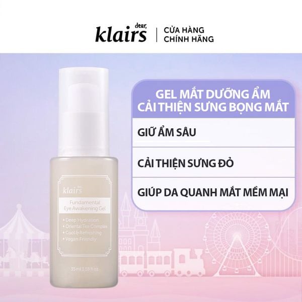 Kem Dưỡng Mắt Dạng Gel Dưỡng Ẩm, Cải Thiện Bọng Mắt, Mờ Thâm Klairs Fundamental Eye Awakening Gel 35ml