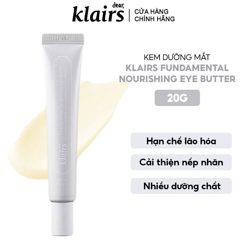 Kem Dưỡng Mắt Hạn Chế Lão Hóa, Cải Thiệp Nếp Nhăn Klairs Fundamental Nourishing Eye Butter 20g