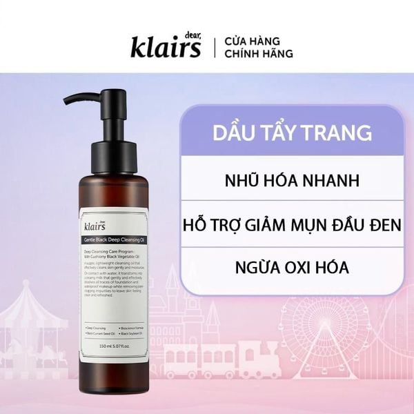  Dầu Tẩy Trang Klairs Kiểm Soát Bã Nhờn, Cung Cấp Dưỡng Chất Cho Da Gentle Black Deep Cleansing Oil 150ml 