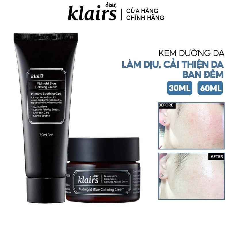 Kem Dưỡng Klairs Làm Dịu, Cải Thiện Da Ban Đêm Midnight Blue Calming Cream