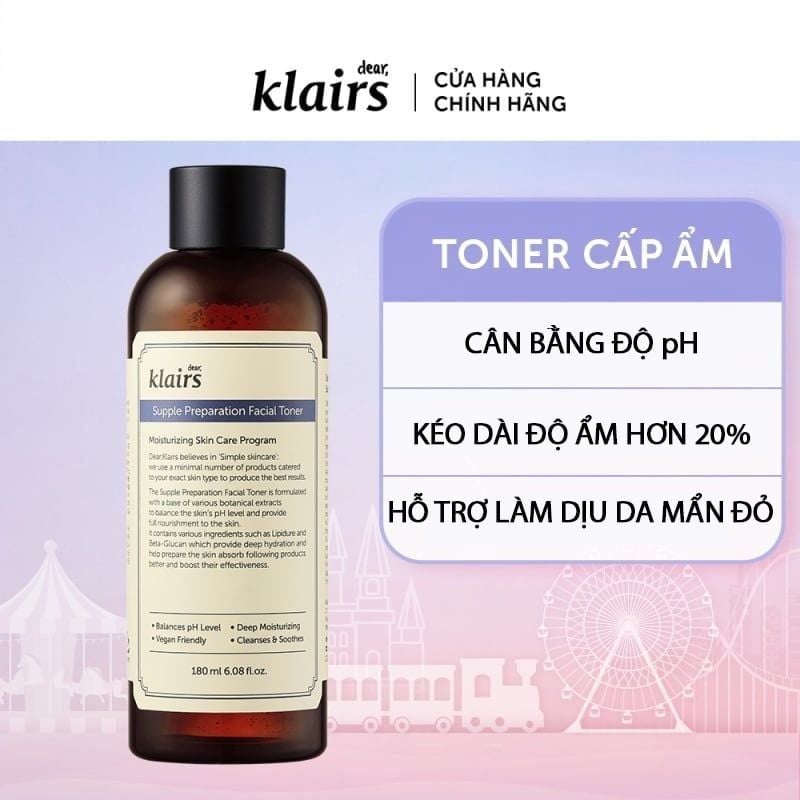 Nước Hoa Hồng Làm Sạch, Dưỡng Ẩm Klairs Supple Preparation Facial Toner 180ml