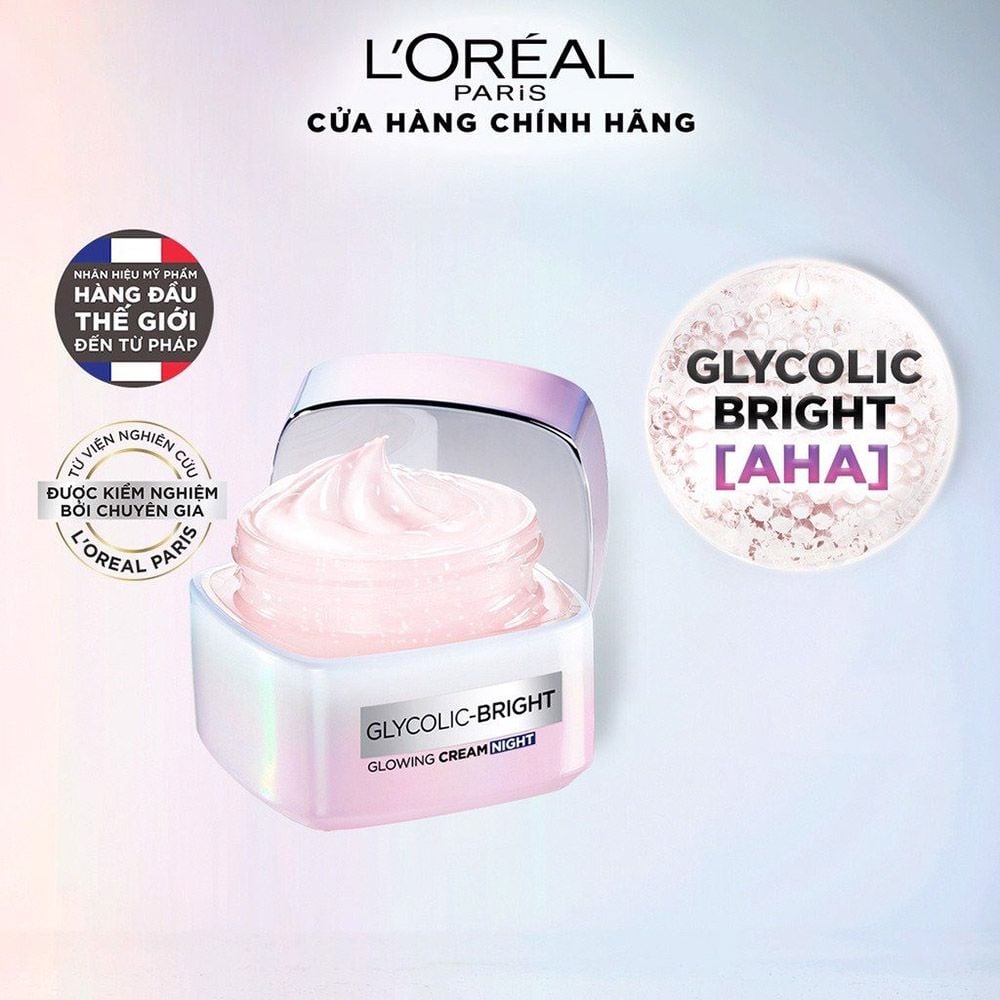 Kem Dưỡng Ban Ngày Hỗ Trợ Mờ Thâm Nám L'Oreal Glycolic Bright Glowing Cream Day