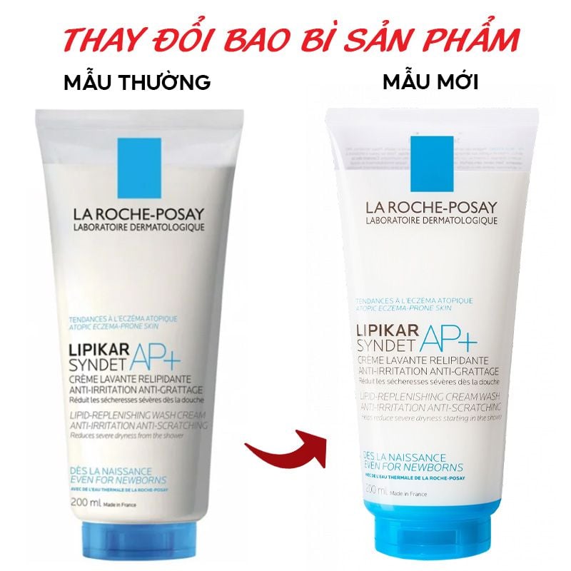 Sữa Rửa Mặt Và Tắm La Roche-Posay Cho Da Khô Ngứa Lipikar Syndet AP+ Lipid-Replenishing Cream Wash Anti-Irritation Anti-Scratching 200ml
