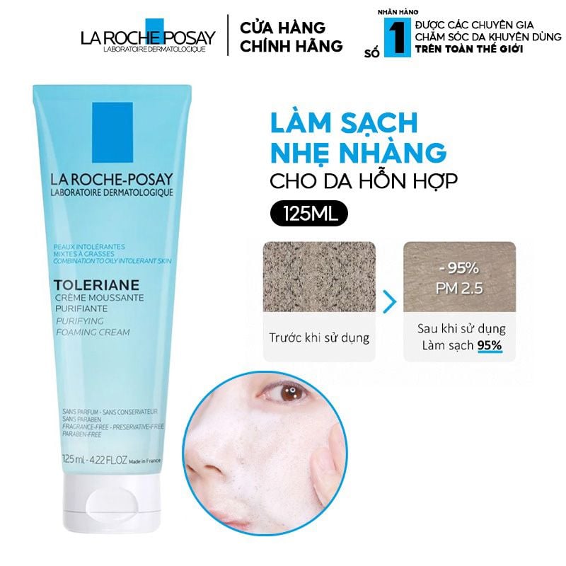 Sữa Rửa Mặt La Roche-Posay Tạo Bọt Làm Sạch Dịu Nhẹ Toleriane Purifying Foaming Cream