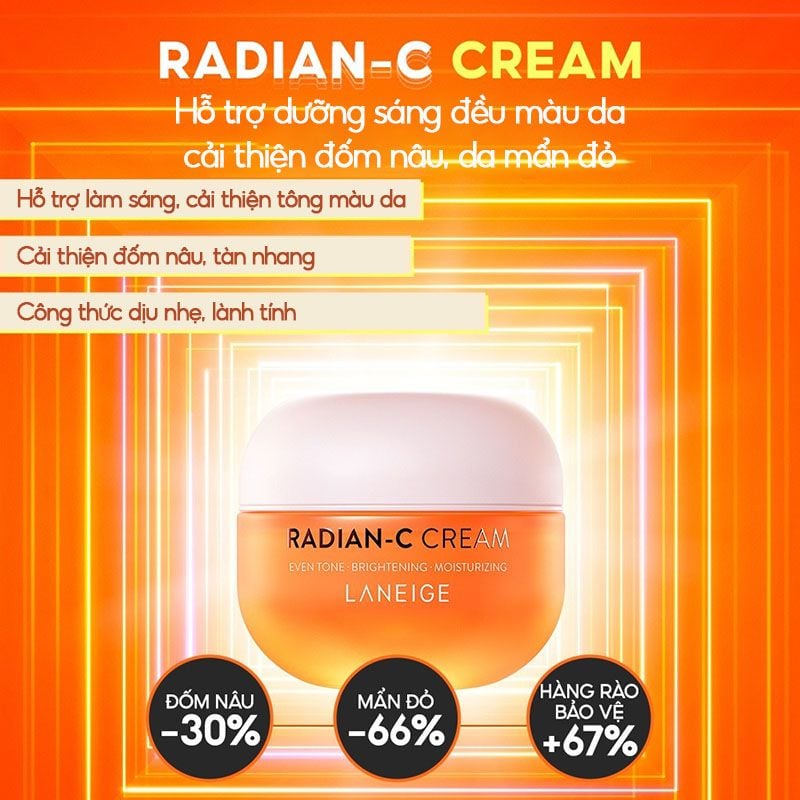 Kem Dưỡng Ẩm Laneige Hỗ Trợ Dưỡng Trắng Da Mờ Thâm Nám Radian-C Cream
