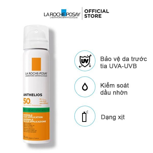 Xịt Chống Nắng Kiểm Soát Dầu La Roche-Posay Anthelios Anti-Shine Invisible Fresh Mist 75ml