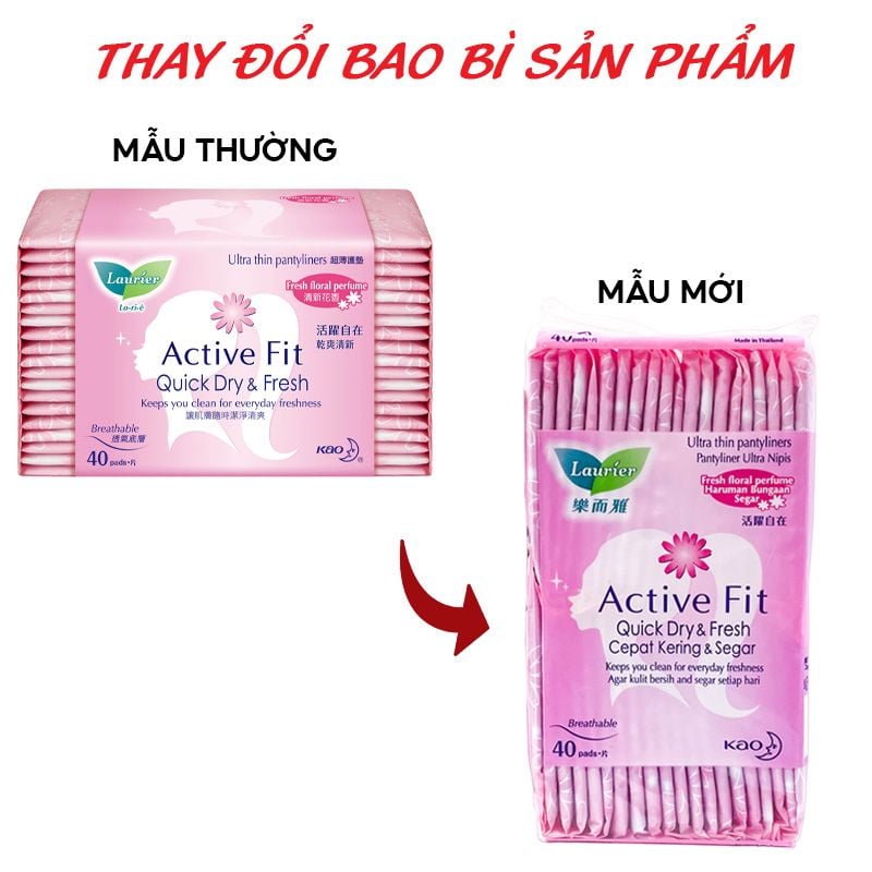 Băng Vệ Sinh Hằng Ngày Hương Thơm Laurier Active Fit Quick Dry & Fresh (Che tên sản phẩm khi giao hàng)