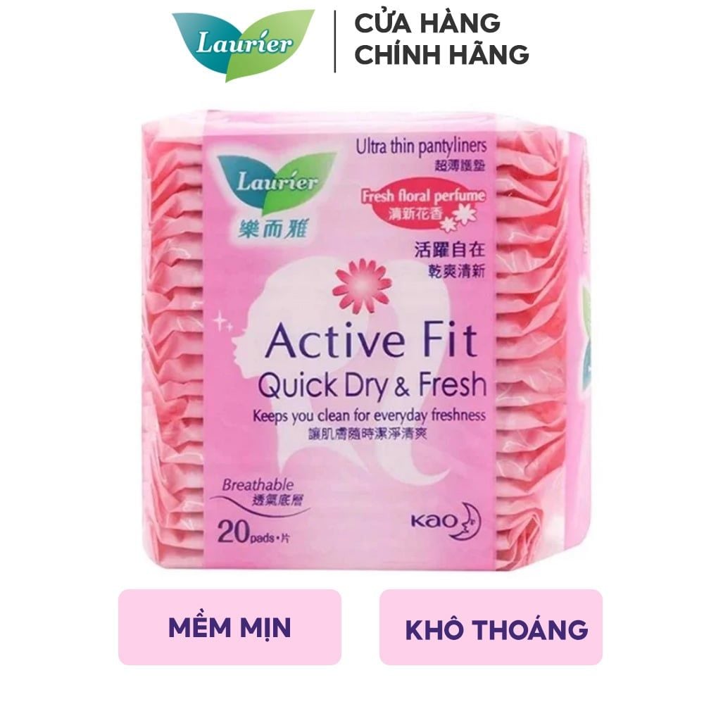 Băng Vệ Sinh Hằng Ngày Hương Thơm Laurier Active Fit Quick Dry & Fresh (Che tên sản phẩm khi giao hàng)