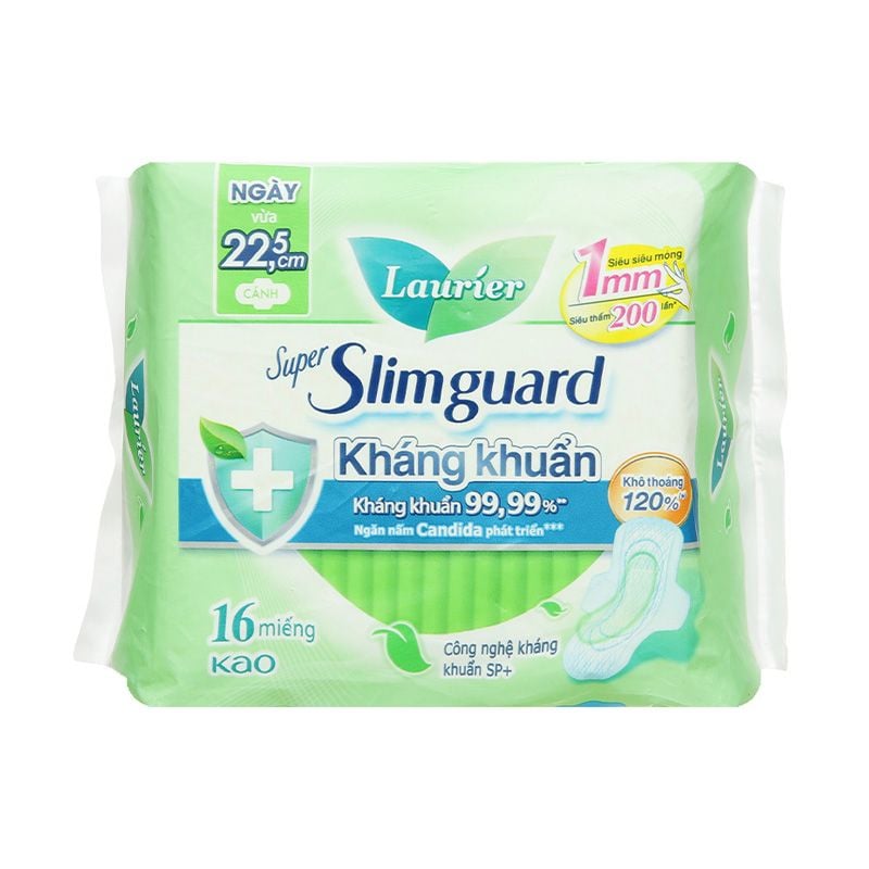 Băng Vệ Sinh Siêu Mỏng Kháng Khuẩn Laurier Super Slimguard 22.5cm - 16 Miếng (Che tên sản phẩm khi giao hàng)